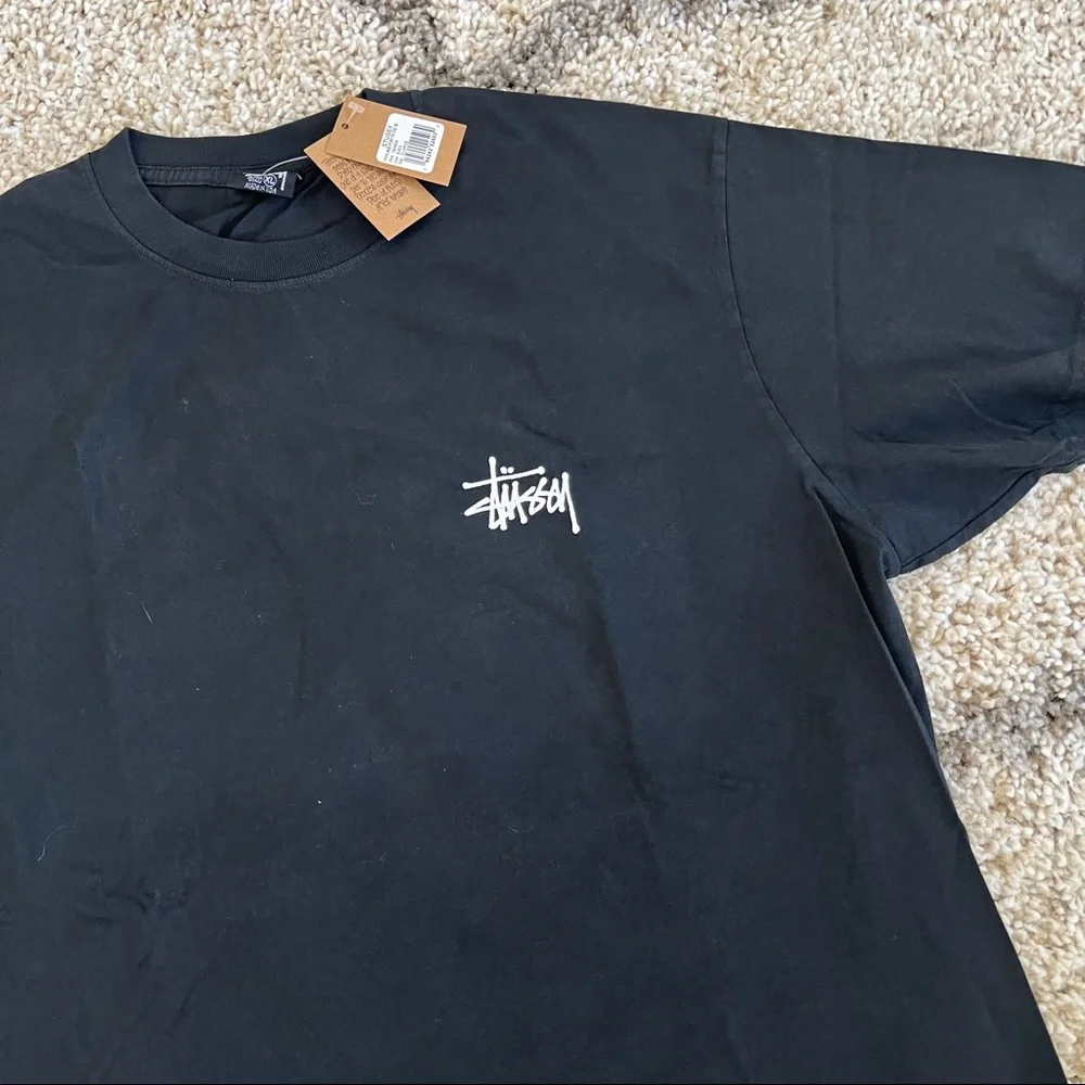 🖤 NWT🖤 STUSSY Basic Pigment Dyed Black Tee - Picture 3 of 7